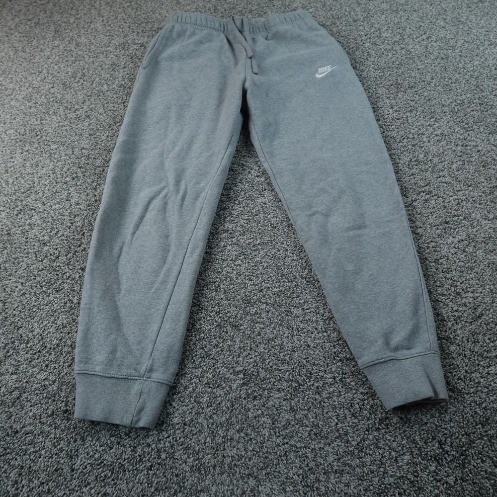 Nike Sweatpants Mens M Gray Fleece Jogger Athletic Drawstring Workout Gym Pants